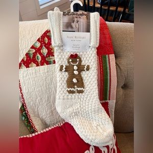 Isaac Mizrahi Set of 2- Gingerbread Boy & Girl Knitted Christmas Stockings New!